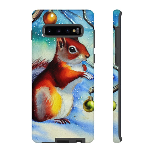 A Squirrel Decorates the Forest for Christmas - Impact Resistant Phone Case Samsung Galaxy S10 Plus Matte